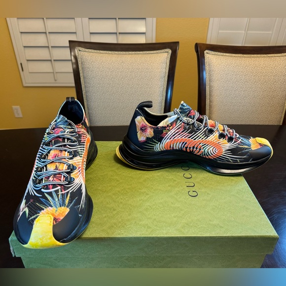 New Authentic Gucci GG Logo Floral Run Sneaker Shoes Size UK 11 / US 11.5 - Picture 6 of 16